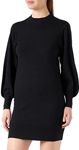 ONLY Femme Onllabelle Life L/S Dress KNT Noos Robe, Noir, L EU