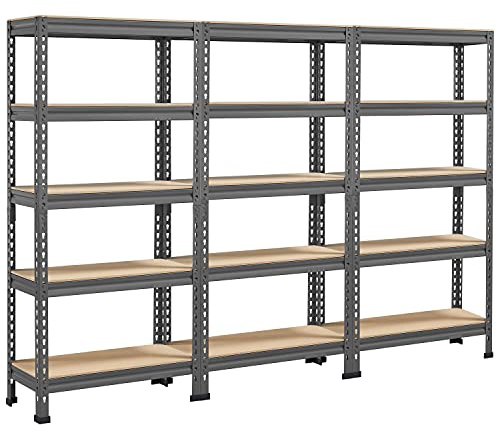 Yaheetech Estantería de Almacenaje Estantería Metálica Garaje Cocina Soporte 150 x 210 x 30 cm Gris Oscuro