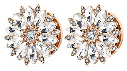 Hoisy 1 Paar Ohrenstöpsel, Blume Edelstahl Kristall Blumen Piercing Schmuck 6MM 8MM