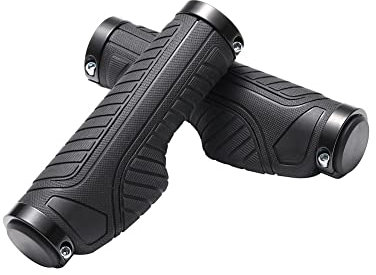 Mountain Bike Handlebar Grips, Ergonomic Design Dual Lock-on Non-Slip Rubber MTB Handlebar Grips for Outdoor Cycling (Black)