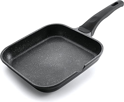 Suinga Sartén Parrilla/Asador Liso Eco Piedra - Negro (28 x 28 cm)