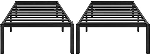Yaheetech Set di 2 Rete Letto Singolo in Metallo per Materasso 90 × 190 cm | Senza Testiera, con Spazio Aggiuntivo di 41,5 cm, Telaio Robusto Adatto per Gemelli Camera da Letto Dormitorio , Nero