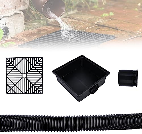 Valvola per tubo della pioggia: raccoglitore per acqua piovana con filtro in plastica per tubo di scarico, scarico per grondaia, scarico per grondaie, raccolta pioggia per tubi di scarico (nero)