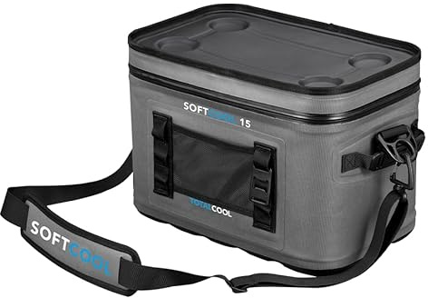 Softcool – Netzunabhängige Kühlbox für Camping – Weiche Picknick-Kühltasche für die Familie – Isolierte Angel-Kühlbox – Isolierte Thermo-Kühltasche für Camping-Lebensmittel (15L, GRAU)