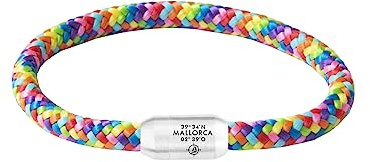 Mallorca segelrep armband | regnbågsfärger | magnetisk stängning | gravyrbokstäver koordinater kompass | unisex | 6 mm diameter | snygg | unik | paracord, 21.00, Rostfritt stål