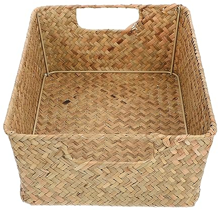 Luxshiny Woven Bread Basket for Organizing Sundries Natural Mat Grass Storage Basket for Display Easy to Clean and Reusable Design