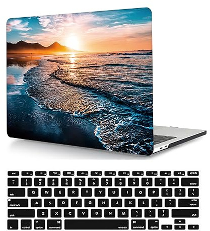 Laptop Hülle für Neues MacBook Air 13 Zoll Modell A1932 A2179 A2337 M1 mit Retina Display and Touch ID 2020 2019 2018 Freisetzung, Plastik Hartschale Case Cover & Tastaturschutz, Strand