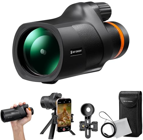 K&F Concept 12x50 HD Monokular Teleskop Handy Fernrohr mit Arca-Schnittstelle mit Telefonclip und Stativ für Vogelbeobachtung, Jagen, Wandern, Konzert