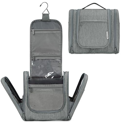 Kulturtasche Damen Zum Aufhängen Kulturbeutel Herren, Waschtasche Zum Aufhängen Damen Kosmetiktasche für Frauen & Mädchen (Grau)