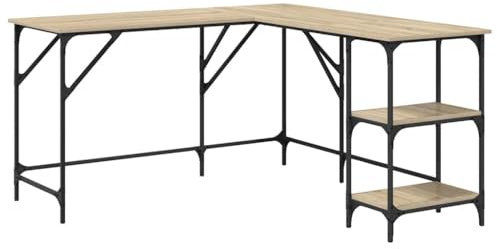 vidaXL Skrivbord sonoma-ek 139x139x75 cm konstruerat trä, datorskrivbord, hemmakontorsmöbel, L-format skrivbord, ståbord, hörnskrivbord