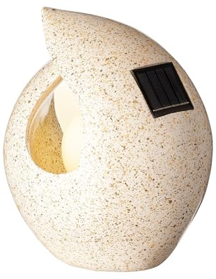 Lumineo LED Solar Tischleuchte 17x13x19cm Keramik gesprenkelt - Solarleuchte für Garten Balkon Terrasse - Gartenleuchte Tischlampe - Außenleuchte Dekolicht - Warmweiß