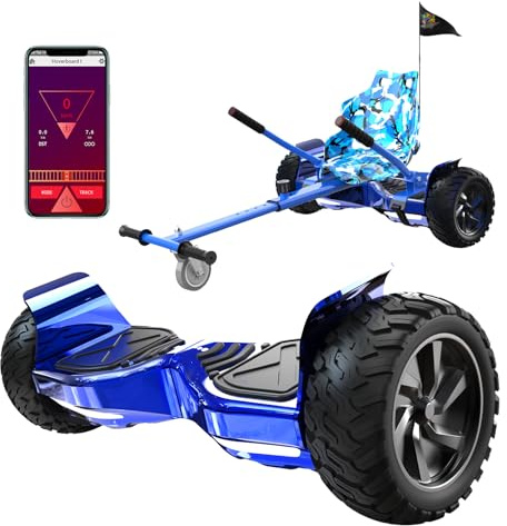 RCB Hoverboard and Kart Bundle for Kids with Hoverkart Set，SUV Hoverboard with APP Control, All Terrain 8.5 '' Hummer with Bluetooth for Self-Balanced Hoverboards, Gift for Kid and Adult
