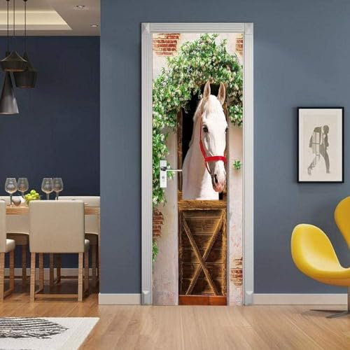 Türtapete Selbstklebend 86x200 cm Türfolie Selbstklebend Pferd Türaufkleber Türposter Tier Türsticker Fototapete 3D Effekt für Schlafzimmer Wohnzimmer Küche A634