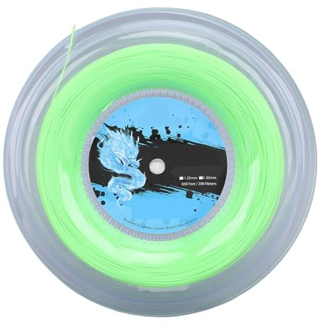 Asixxsix Polyester-Tennissaitenrolle, Fluoreszierendes Grün, Soft Power, 200-m-Set, Offensivspieler