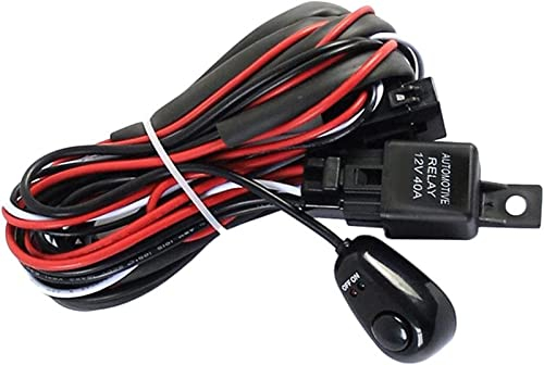 XTVVTODJXT 2 m Auto-Kfz-Kabel, Kabelbaum, Relais-Webstuhl-Kabelsatz mit 40 A 12 V EIN/Aus-Schalter, Relais-Flachsicherung for 200 W, 2 LED-Lichtleisten, Nebelscheinwerfer