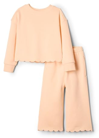 Amazon Essentials Sofia Grainge, Set di Pantaloni e Top in Spugna Francese, da Bambina, Pesca Pallido, 3T