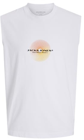 JACK & JONES Jcocalma SL tee Crew Neck para Hombre, Blanco Brillante, L