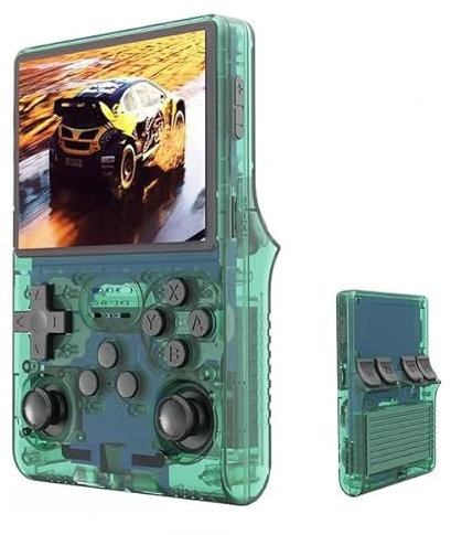 R40S Pro Retro Game Console,Portable Handheld Video Game Console ，3.5 inch IPS Screen with 256G Card &30000+ Games,Built in 45 Emulators,3800mAh Battery (green-256g)