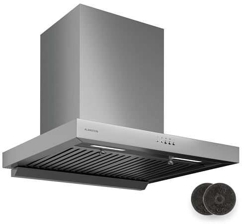 Klarstein AeroClean Dunstabzugshaube - 60 cm Wandhaube, Boost-Modus 721 m³/h, A++ Energieeffizienz, LED-Beleuchtung 3800-4200 K, Edelstahl, Abluft & Umluft, Drucktasten, 52-68 dB