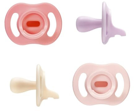 Tommee Tippee Ultra-Light StayPut Dummy, 0-6m, 4-Pack, One-Piece Silicone Soother