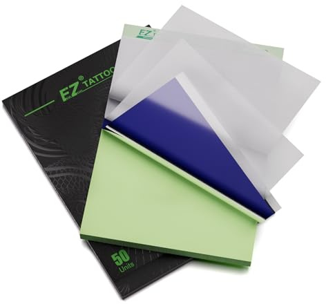 EZ Stencil Papier - 50 Blätter A4-Format Tattoo Transferpapier für Stencil Drucker, 4-Lagiges 21 x 30cm DIY Tattοο Thermal Paper für Thermodrucker und Professionelle Künstler