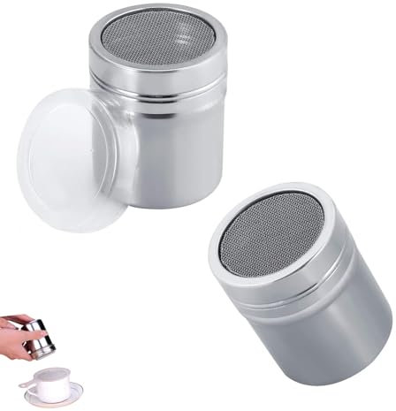2 Pezzi Spargi Zucchero Spargi Cacao in Acciaio Inossidabile Polvere Shakers con Coperchio per Polvere di Matcha Cacao Pepe Peperoncino