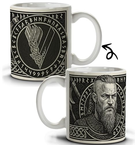 LolaPix Taza Vikinga. Accesorios Vikingos Hombre. Jarra Inspirada en Ragnar Lothbrok. Regalo Día del Padre. Vikings Merchandising. Jarra de Cerveza. Regalo Amigo Invisible. Caneca Cerveja. Beer Mug.