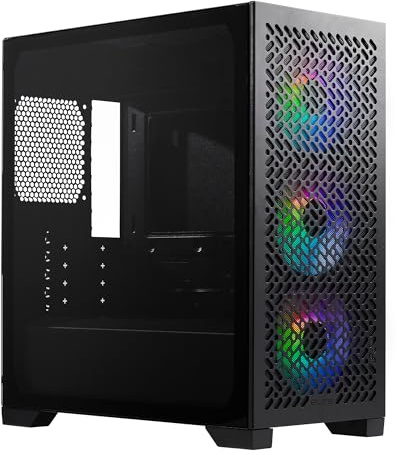Cooler Master Elite 302 Micro-ATX High Airflow Minimalist PC Case, 365mm GPU Max, Compatibile RTX 5080|RX 7090 XT, 280mm AIO Max, Tipo C, vetro temperato, tripla ventola aRGB PWM da 120 mm, griglia di