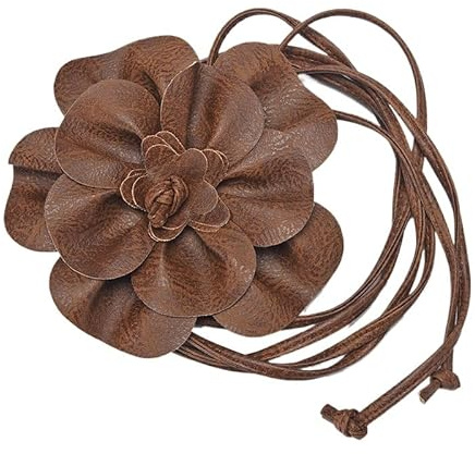 YKAFADE Damen Blumen Gürtel - Hüftgürtel Wickelgürtel Leder Look mit extravaganter Blume Verstellbarer PU Leder Gürtel Taillengürtel Blumengürtel für Frauen Kleid Zubehör Festival Party Hochzeit