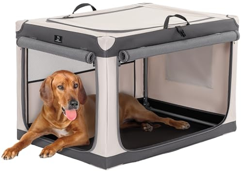A 4 Pet Faltbare Hundebox, Große Hunde, Patentierter Stabiler Spiralrahmen, XXL, Grau