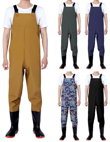 Vadeadores de pesca para hombre, de neopreno, vadeadores de pecho para hombre con botas, tirantes ajustables, peto ligero, impermeable, overol de trabajo para cruzar el agua, pantalones de vadeo