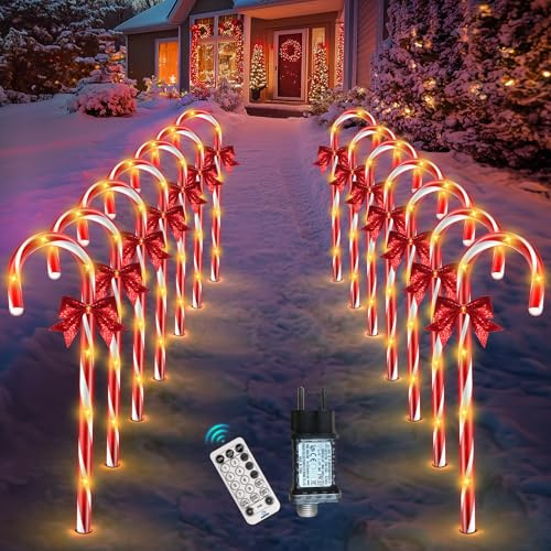HELESIN 14 Pack Luci di Natale all'aperto, Decorazioni Solari di Natale all'aperto, 12 Modalità di Decorazioni Natalizie Interne All'aperto con Telecomando per il Giardino e il Paesaggio del Patio.