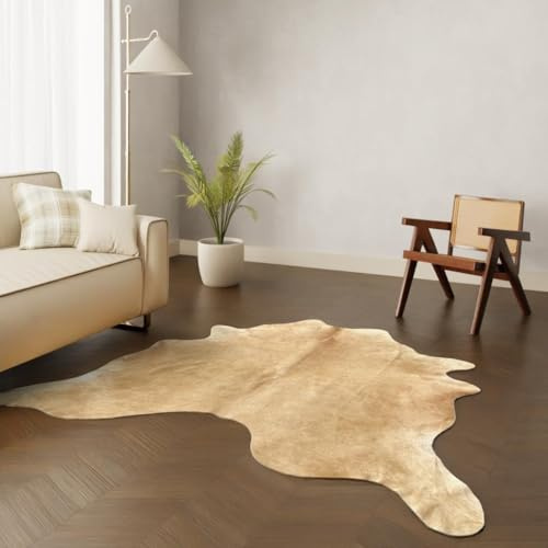 Wildlife Design Großer Echter Kuhfell Teppich – Edles Cognac-Braun. Maße 230x210 cm. Perfekt für EIN luxuriöses Ambiente. Nachhaltig, Tierfreundlich + GRATIS Lederuntersetzer