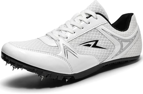 SDEQA Zapatillas De Atletismo con 7 Clavos para Hombre Y Mujer, Zapatillas para Carreras De Velocidad Antideslizantes para Sprint Running,Blanca,38 EU
