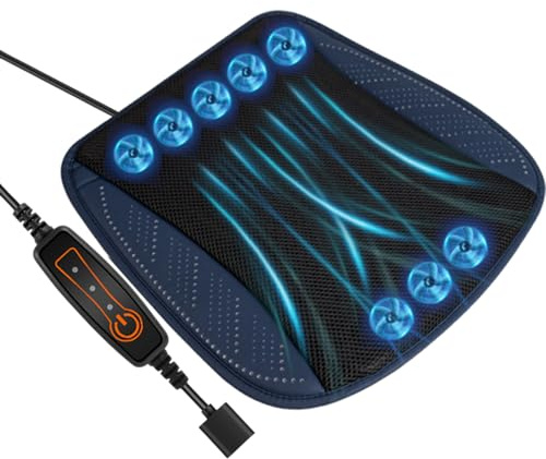 Qumiuu Cubierta de Asiento para el automóvil de enfriamiento, Cubierta del Asiento ventilada,Almohadilla de enfriamiento del automóvil con Ventilador - Cojín de Silla Anti-Sudor, 3
