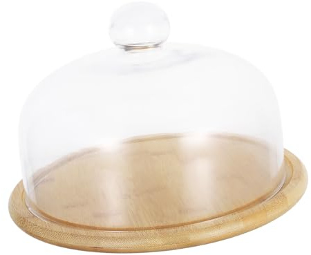 Präsentationsplatte 1 Satz und Glas mit Abdeckung | Käseglocke Holz Glas, Transparente Glasabdeckung, Wiederverwendbar für Hochzeiten und Partys