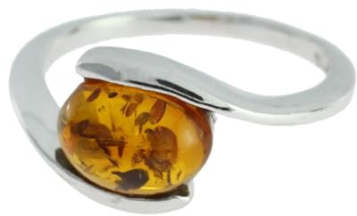 Artipol Bague fabr.européenne style français. Argent rhodié Ambre naturelle - modèle 3002-B, taille 51