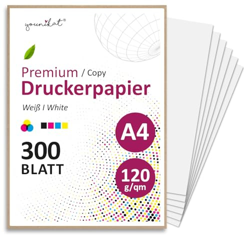 younikat A4-papper 120 g/m² premium I 250 vita ark 210 x 297 mm I papper för laser- och bläckstråleskrivare I för utskrift pyssel kort recept I you0157