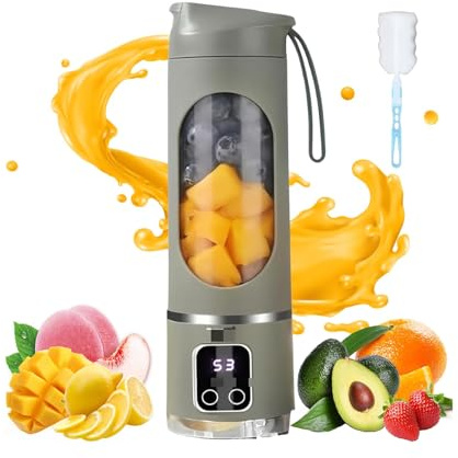 Mixeur personnel intelligent à écran LED 450 ml rechargeable par USB Mixeur portable multimode pour smoothies et boissons diététiques Army Green