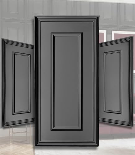 Panneaux muraux 3D en plastique PVC 100 x 50 cm – Design italien – Aspect moulures classiques, imperméable, revêtement mural à cadres modernes pour salon, chambre à coucher et couloir (Noir TD100