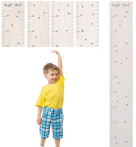 Messlatte Kinder Holz, 70-185cm Messlatte Kinder Personalisiert, Kinder Messlattes Holz, Messlatten Für Baby & Kleinkinderzimmer Wand Dekoration & Tolles Geburts Geschenk (Holzfarbe)