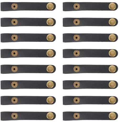 PartyKindom 24 Pcs Black Leather Cable Winders with Buckle Design Flexible Data Cable Organizers for Headphone and Charger Wire Storage Multipurpose Cord Ties to Protect and Extend Life