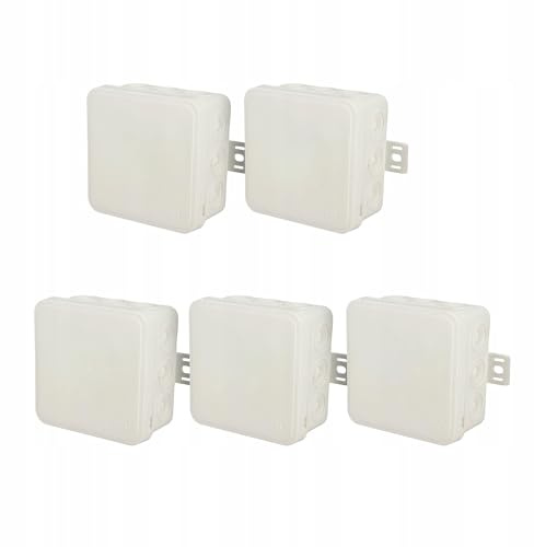 EDO Lot de 5 Boîtes de Dérivation IP54 Hermétiques 100x100x41 mm Blanches, 12 Entrées – Flexibles et Sans Halogène – Boîtes de Jonction avec Sorties et Fermeture à Clip Int./Ext.