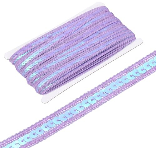 sourcing map Paillettenband, 1,3 cm x 30 m, flaches Glitzerband für Bastelarbeiten, Verzierungen, Kostüme, Hüte, Kleider, Schuhe, Stirnband, Nähen, Hellviolett