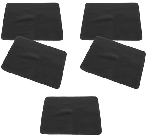 HOMSFOU Paños de Limpieza para Gafas de Microfibra Negra, 5 Unidades 14.5x17.5 Cm, Paño de Limpieza para Lentes Reutilizable, Adecuado para Pantallas de Móvil, Cámara y Ordenador