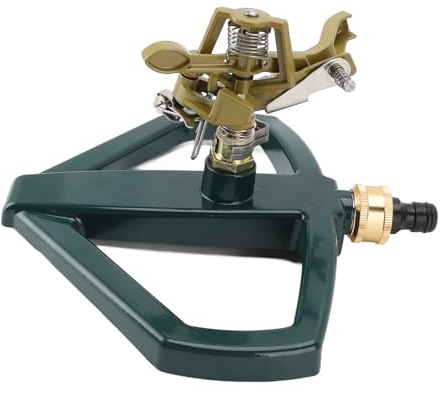Arroseur Rotatif Jardin 360° en Alliage de Zinc et Acier Inoxydable, Couverture Large et Réglable - Irrigation Automatique Efficace pour Pelouse et Jardins (Jaune)