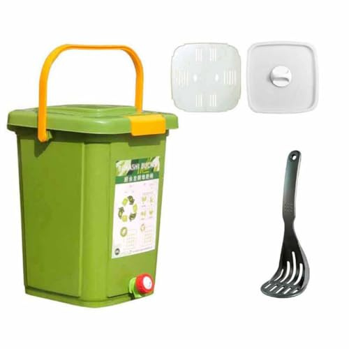 Kompostbehållare för inomhusbruk, 20 liters komposthink, kompostbehållare av plast med lock och handtag för kök, matsal, trädgård, innergård