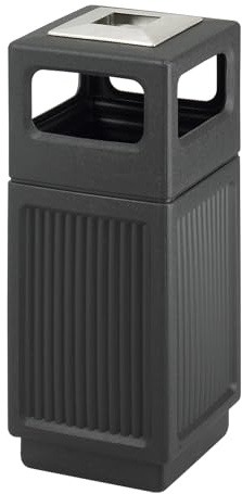 Safco Canmeleon Trash Can, 30 Gallons, Indoor and Outdoor Use, Durable & Weather-Resistant Commercial Garbage Can with Ashtray, Black