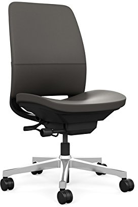 Steelcase Amia Task Chair: Black Frame/Polished Aluminum Base - Armless - Hard Floor Casters