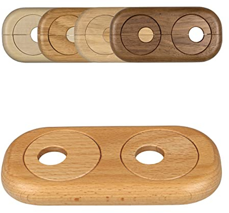 FUX Doppel Heizungsrohr Rosette Buche 22mm, Rohrabstand variabel | Massives Echtholz Buche, werkzeuglose Montage, Achsabstand 41 bis 66 mm, wiederverwendbar, für Parkett und Laminat